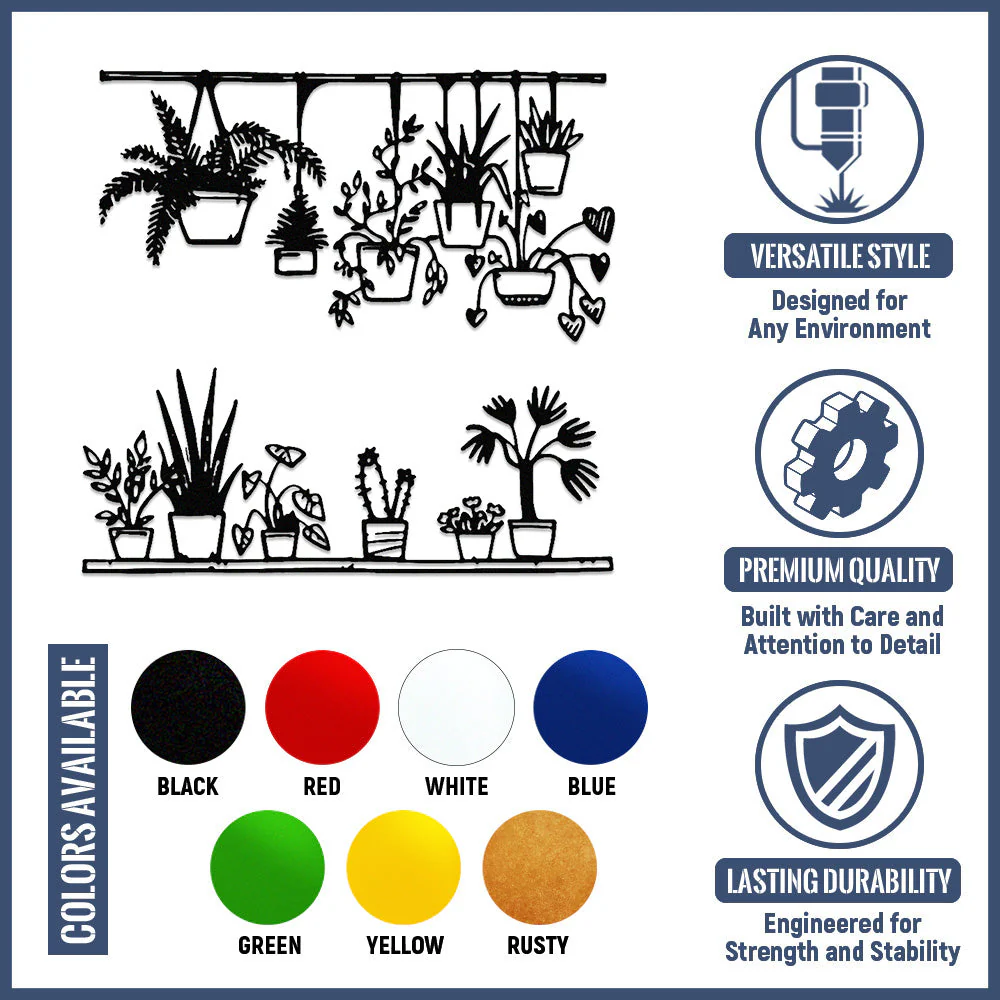 2 Pièces Jardin Fleuri Métal Décoratif Mural - Décoration Murale Intérieur et Extérieur - Image 14