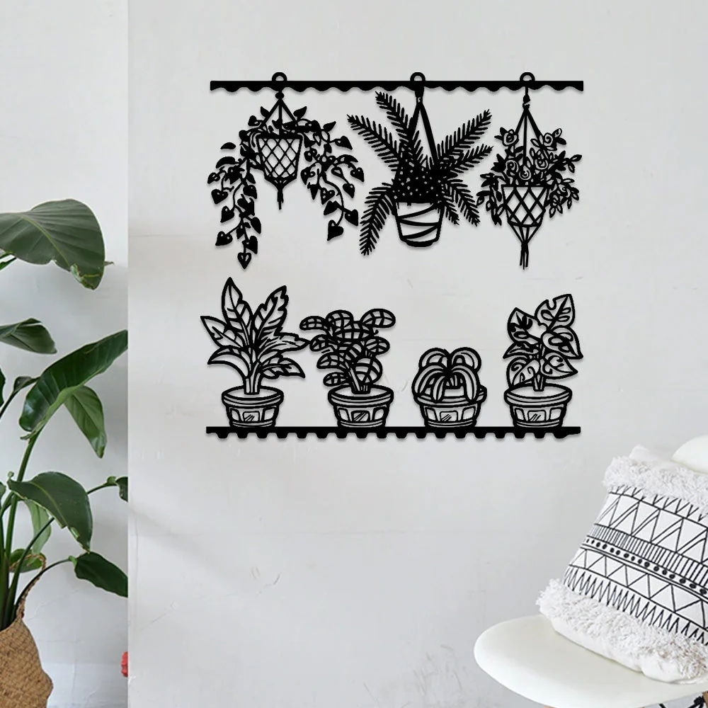 2 Pièces Jardin Fleuri Métal Décoratif Mural - Décoration Murale Intérieur et Extérieur