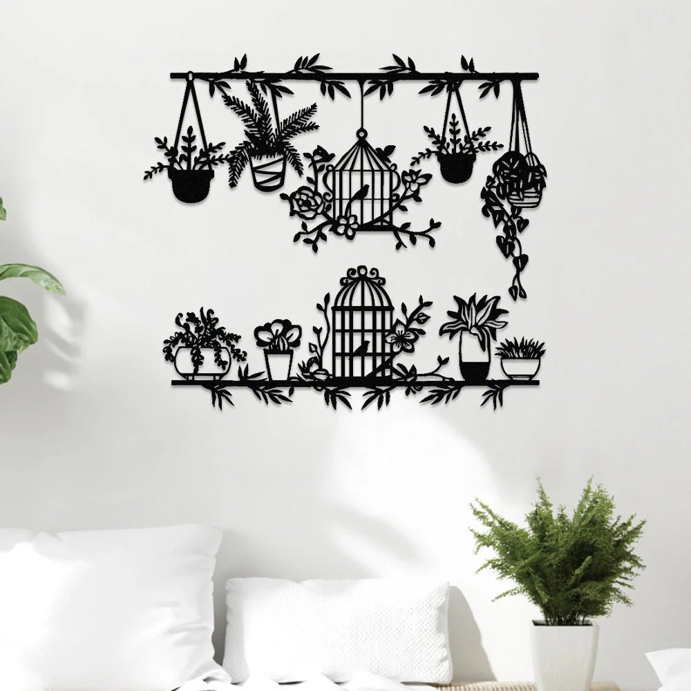 2 Pièces Jardin Fleuri Métal Décoratif Mural - Décoration Murale Intérieur et Extérieur - Image 2