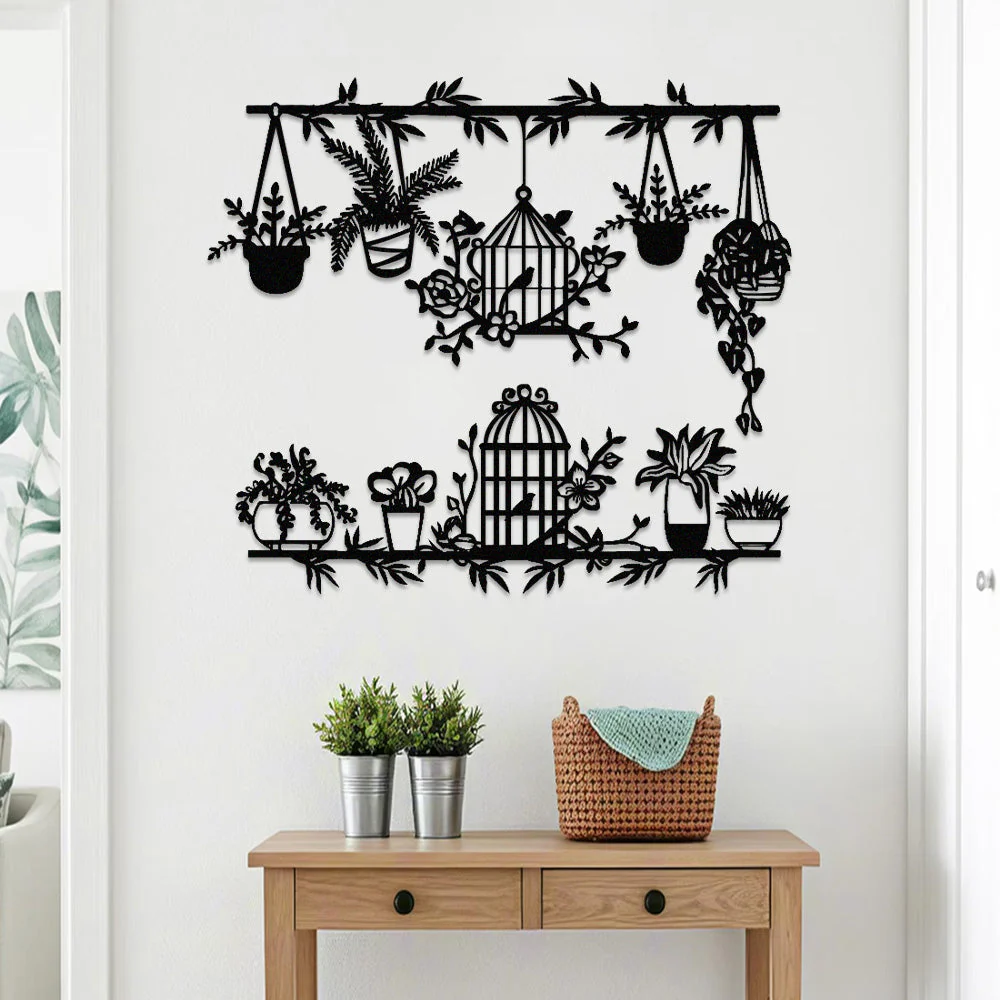 2 Pièces Jardin Fleuri Métal Décoratif Mural - Décoration Murale Intérieur et Extérieur - Image 3