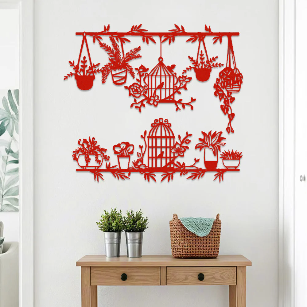 2 Pièces Jardin Fleuri Métal Décoratif Mural - Décoration Murale Intérieur et Extérieur - Image 4