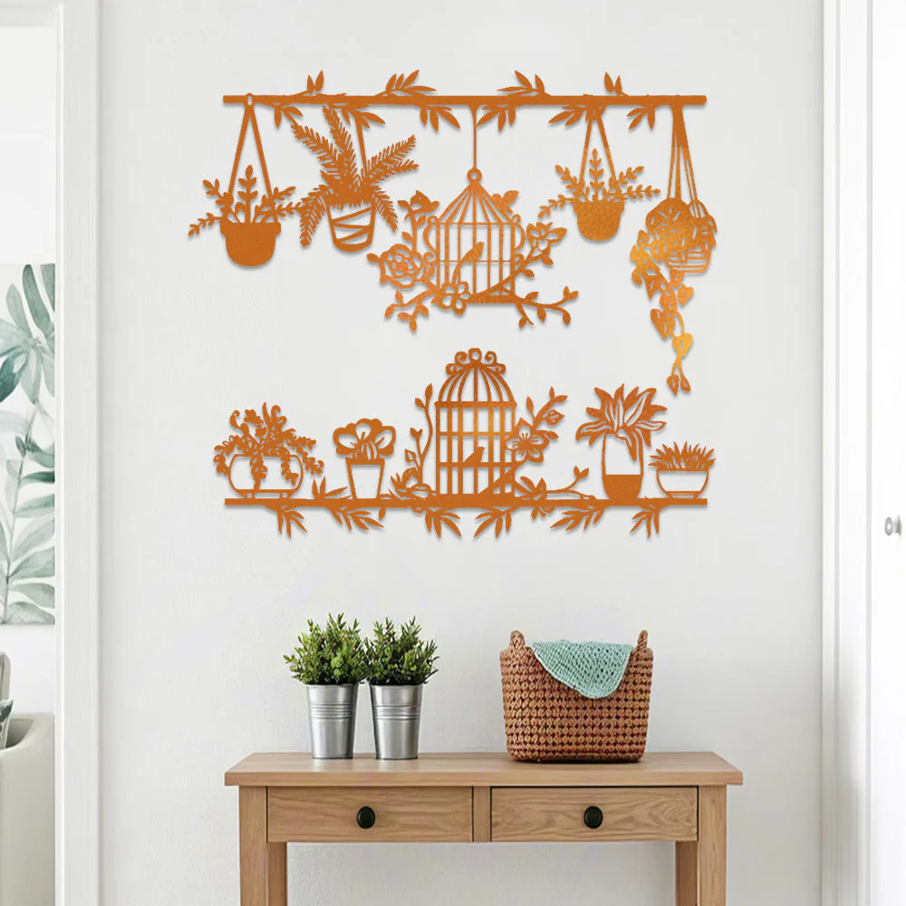 2 Pièces Jardin Fleuri Métal Décoratif Mural - Décoration Murale Intérieur et Extérieur - Image 5