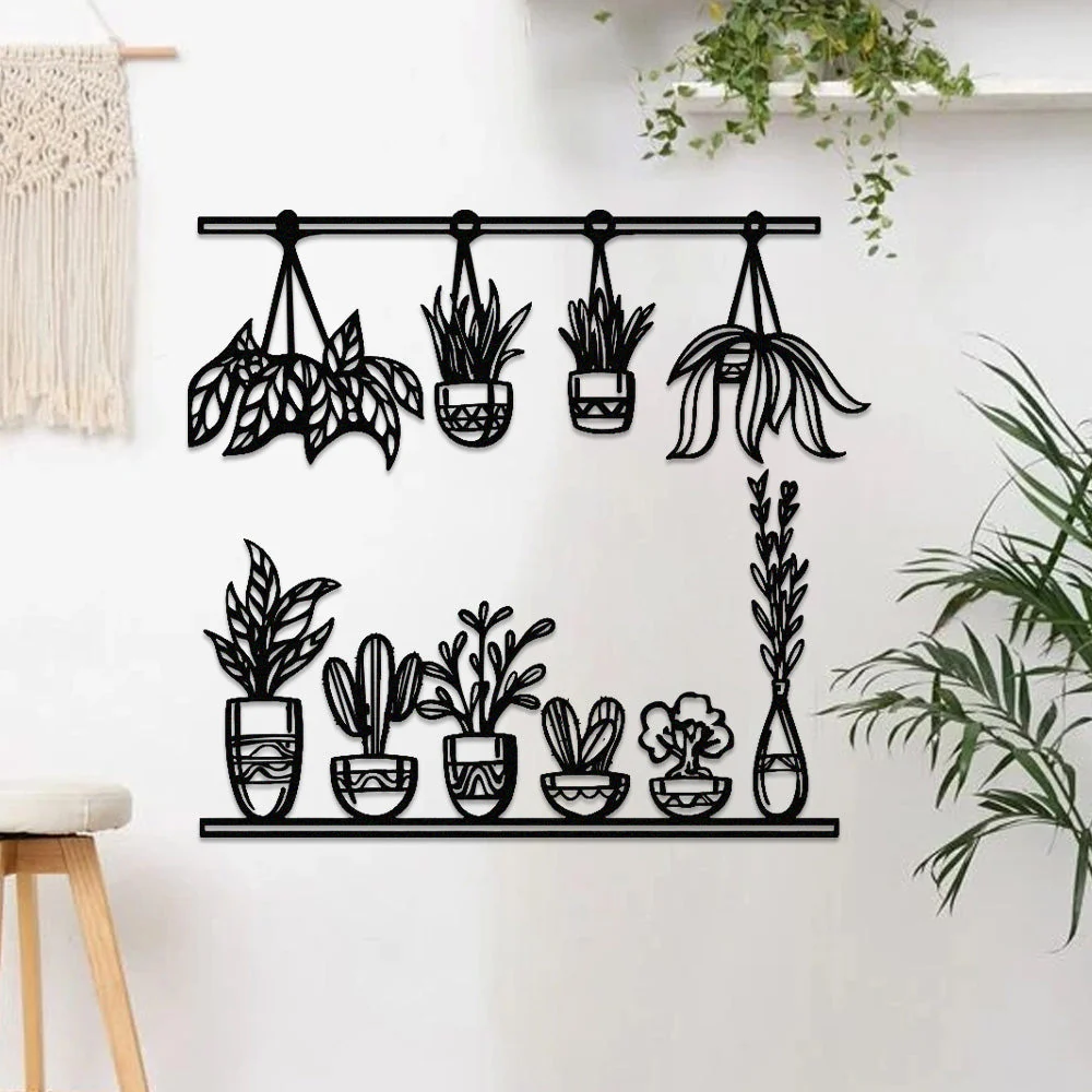 2 Pièces Jardin Fleuri Métal Décoratif Mural - Décoration Murale Intérieur et Extérieur - Image 2