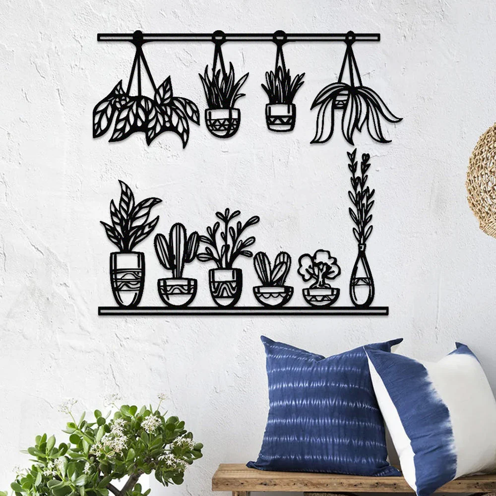 2 Pièces Jardin Fleuri Métal Décoratif Mural - Décoration Murale Intérieur et Extérieur - Image 3