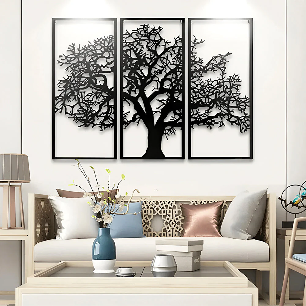 3 Pièces Arbre de la Vie Art Mural en Métal - Image 3