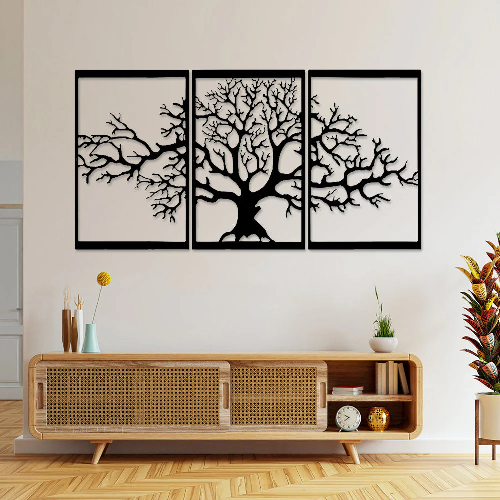 3 Pièces Arbre de la Vie en Fer Domestique Décor Mural en Métal - Image 2