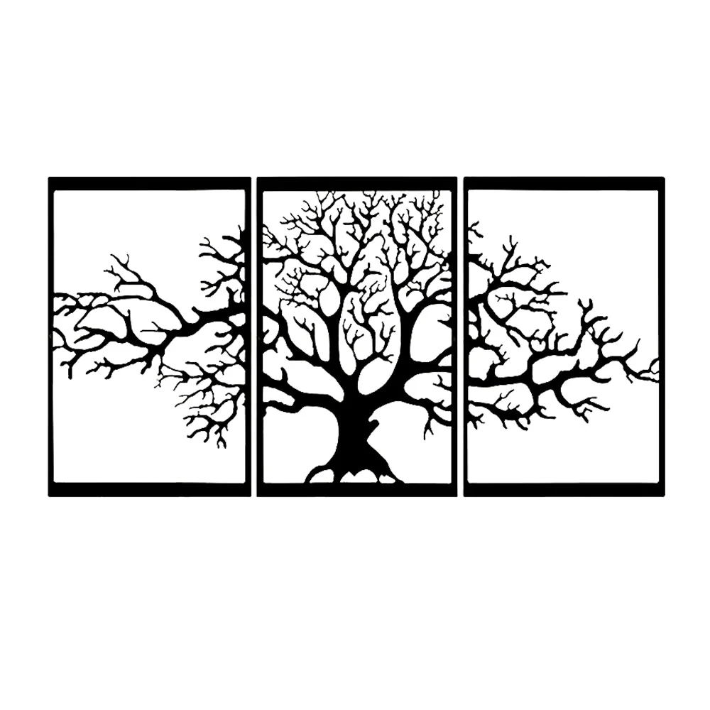 3 Pièces Arbre de la Vie en Fer Domestique Décor Mural en Métal - Image 6