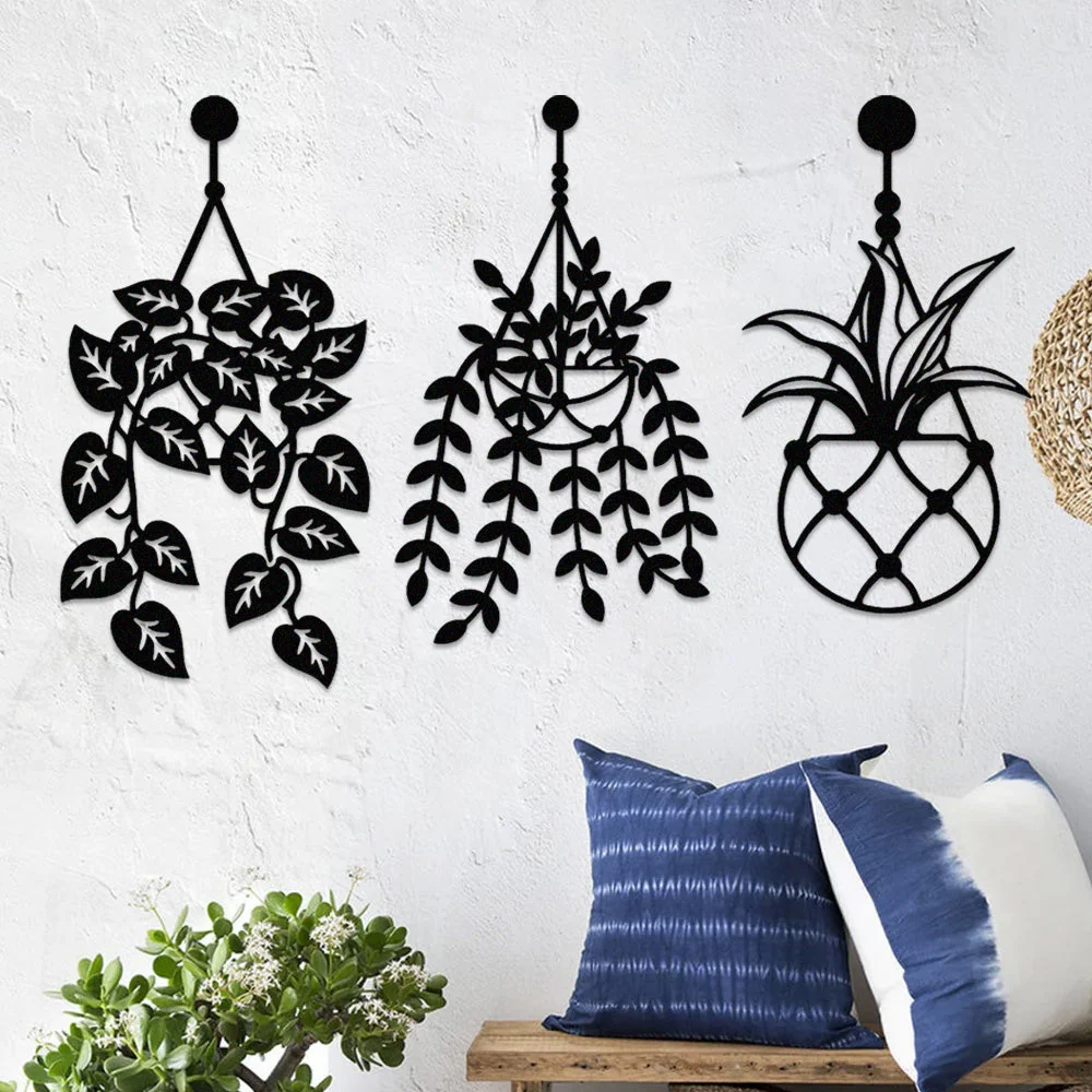 3 Pièces Jardin Fleuri Métal Décoratif Mural - Décoration Murale Intérieur et Extérieur - Image 3