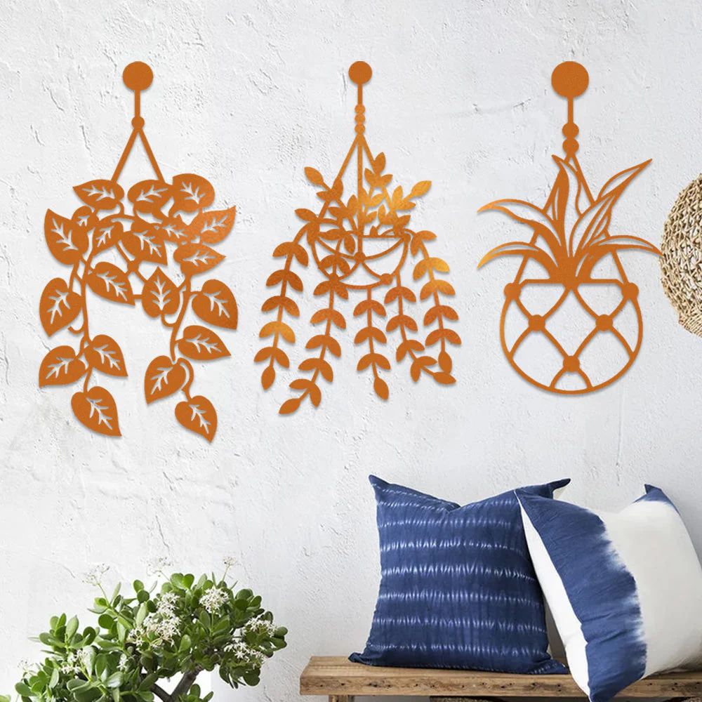 3 Pièces Jardin Fleuri Métal Décoratif Mural - Décoration Murale Intérieur et Extérieur - Image 5