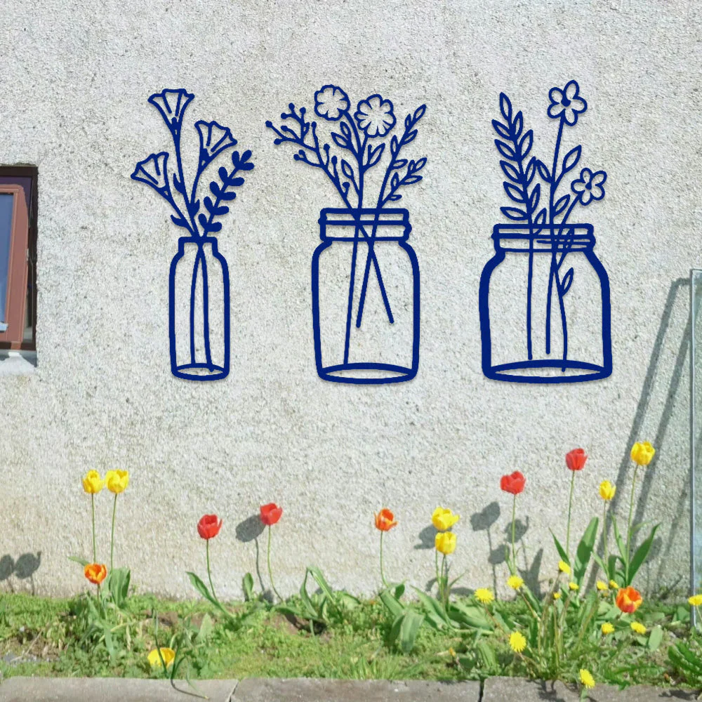 3 Pièces Jardin Fleuri Métal Décoratif Mural - Décoration Murale Intérieur et Extérieur - Image 7