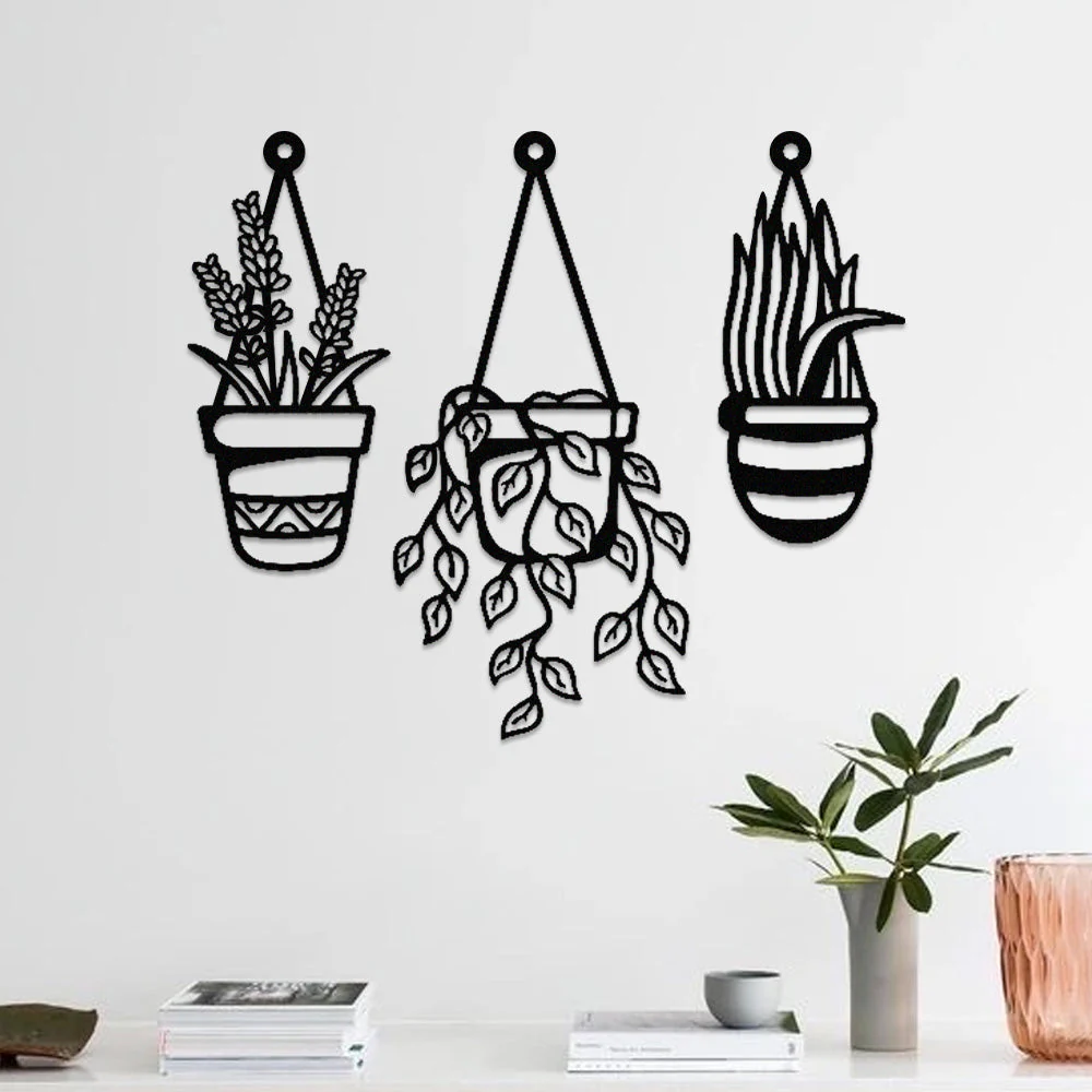 3 Pièces Jardin Fleuri Métal Décoratif Mural - Décoration Murale Intérieur et Extérieur - Image 2