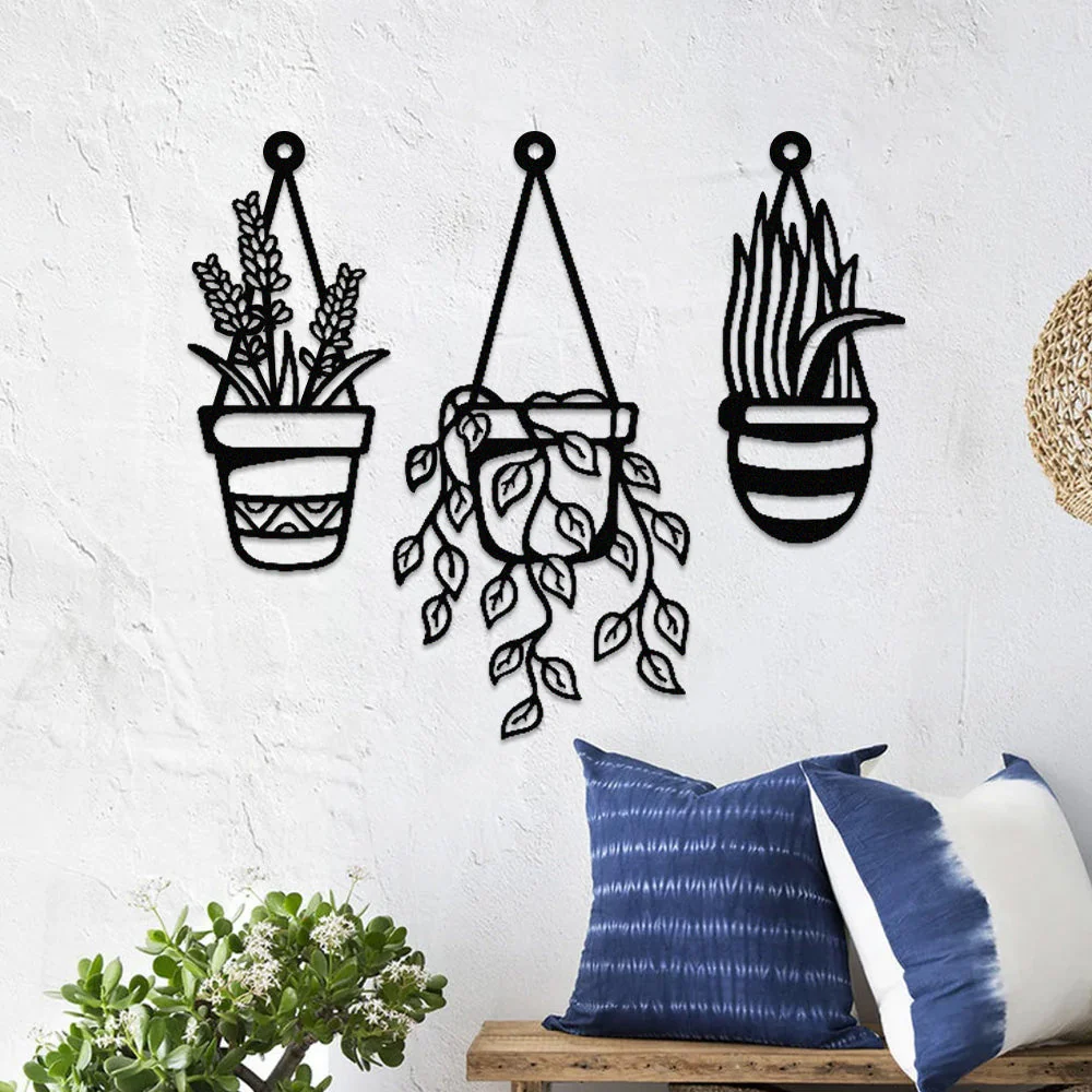 3 Pièces Jardin Fleuri Métal Décoratif Mural - Décoration Murale Intérieur et Extérieur - Image 3