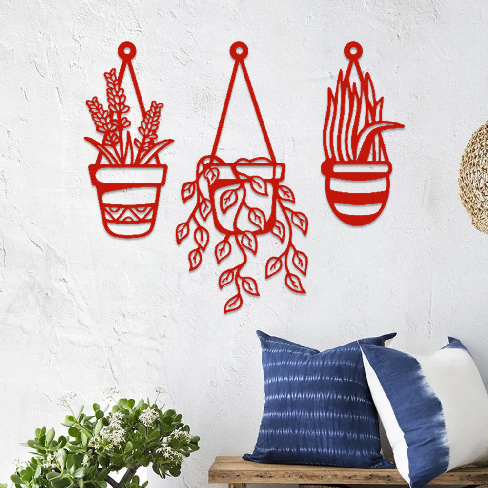 3 Pièces Jardin Fleuri Métal Décoratif Mural - Décoration Murale Intérieur et Extérieur - Image 4