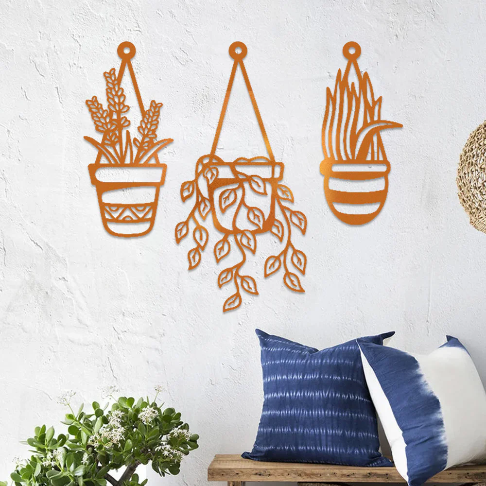 3 Pièces Jardin Fleuri Métal Décoratif Mural - Décoration Murale Intérieur et Extérieur - Image 5