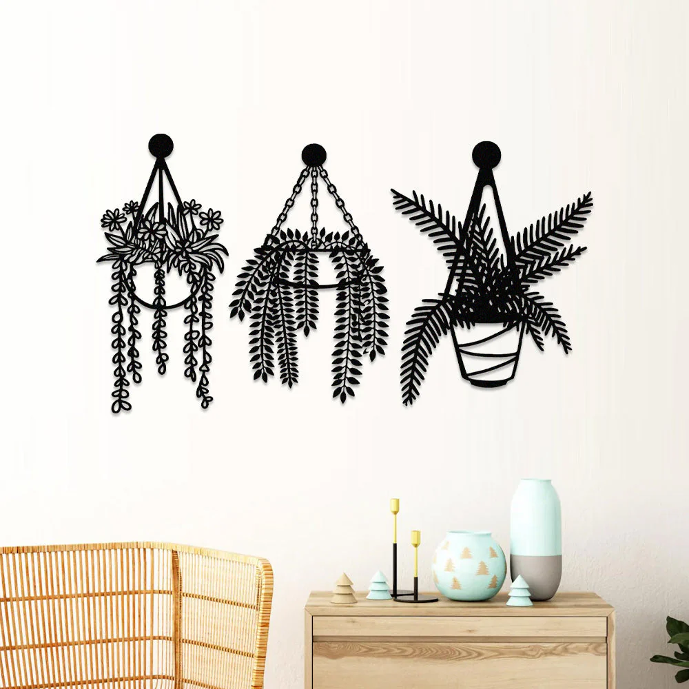 3 Pièces Jardin Fleuri Métal Décoratif Mural - Décoration Murale Intérieur et Extérieur - Image 2
