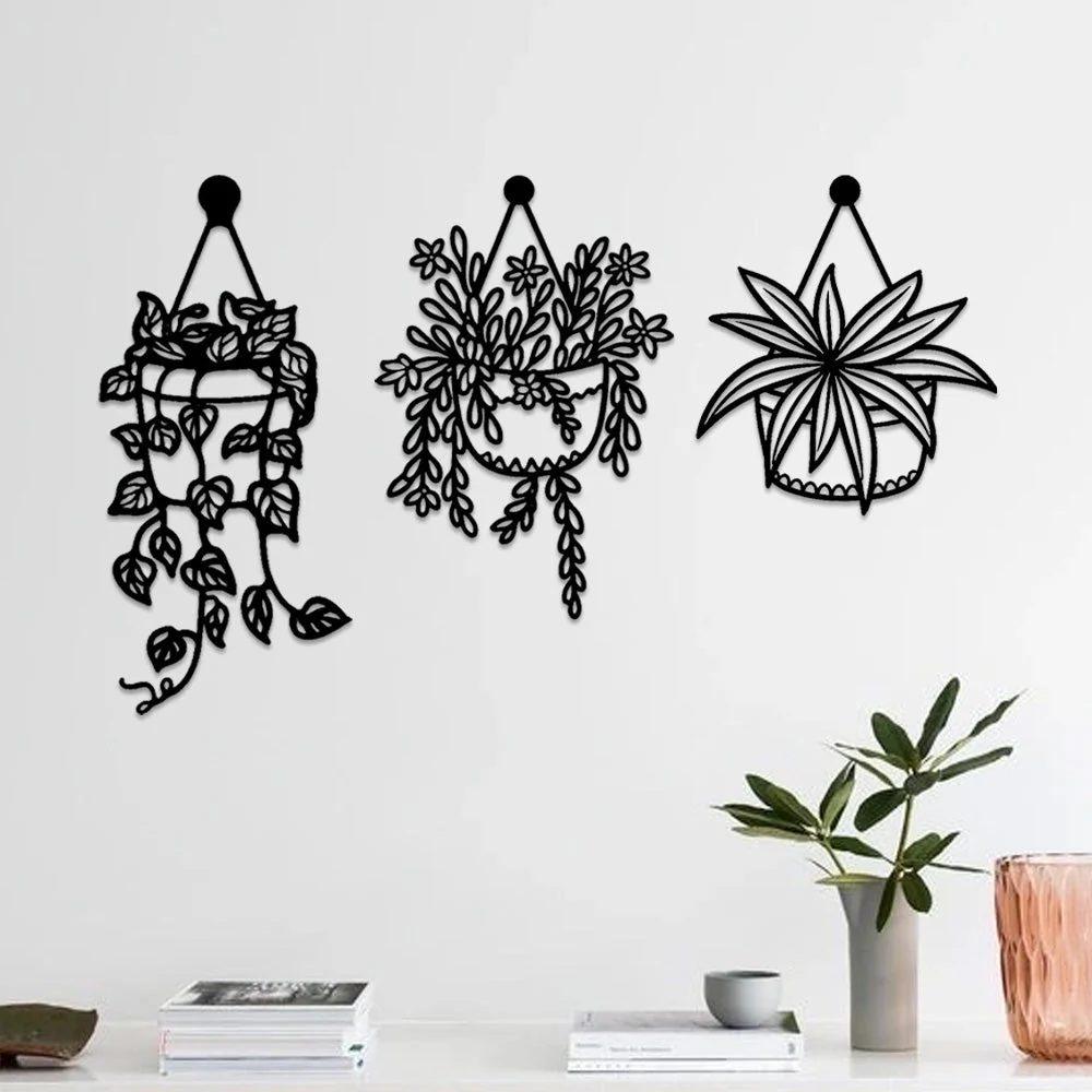 3 Pièces Jardin Fleuri Métal Décoratif Mural - Décoration Murale Intérieur et Extérieur - Image 2