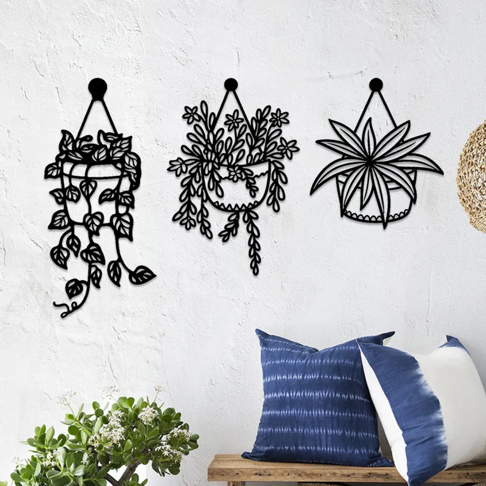 3 Pièces Jardin Fleuri Métal Décoratif Mural - Décoration Murale Intérieur et Extérieur - Image 3