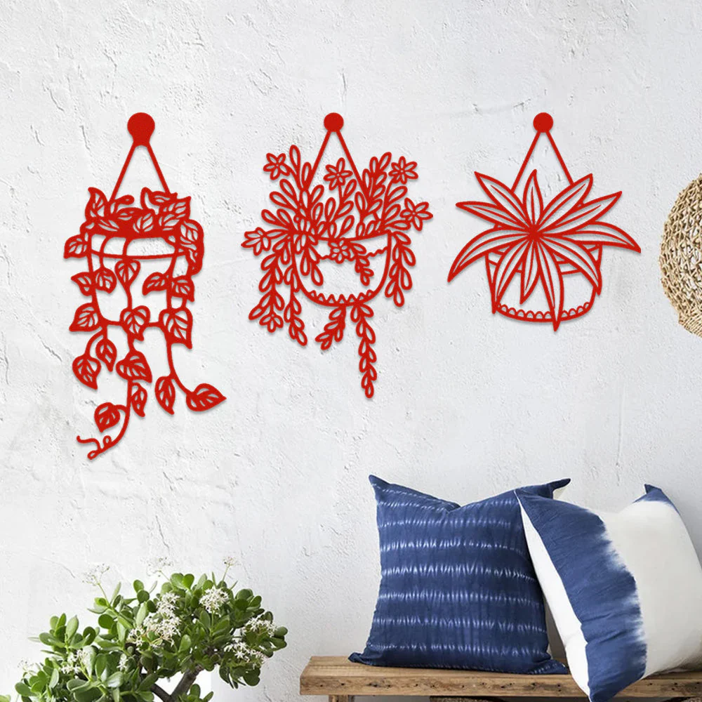 3 Pièces Jardin Fleuri Métal Décoratif Mural - Décoration Murale Intérieur et Extérieur - Image 4