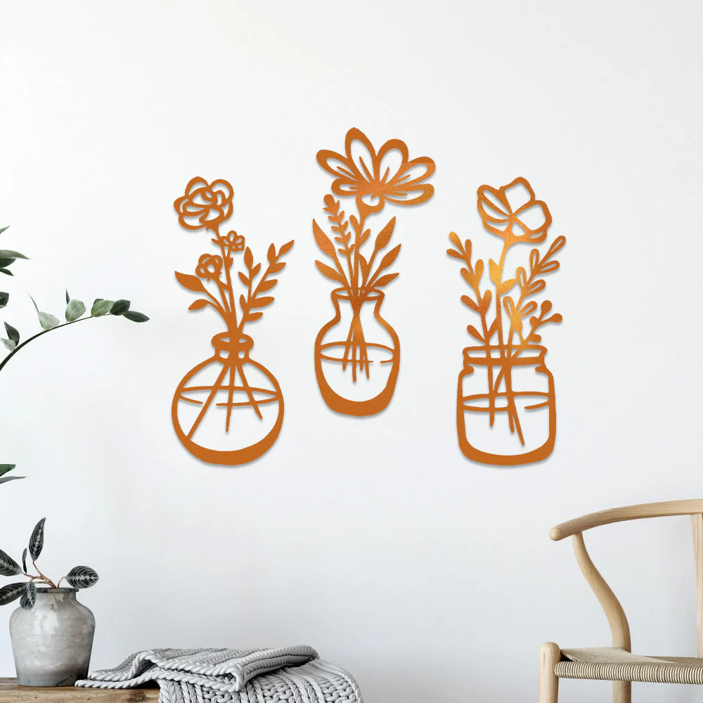 3 Pièces Jardin Fleuri Métal Décoratif Mural - Décoration Murale Intérieur et Extérieur - Image 5