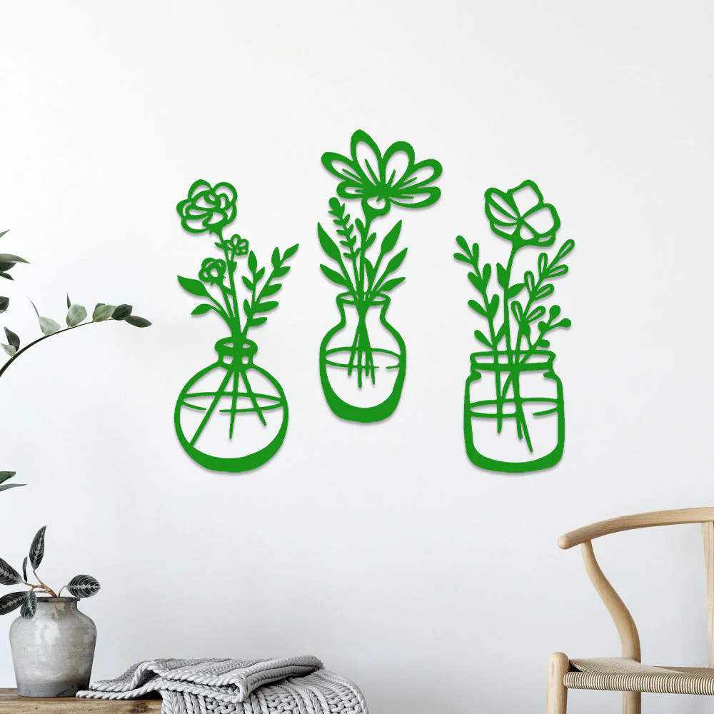 3 Pièces Jardin Fleuri Métal Décoratif Mural - Décoration Murale Intérieur et Extérieur - Image 6