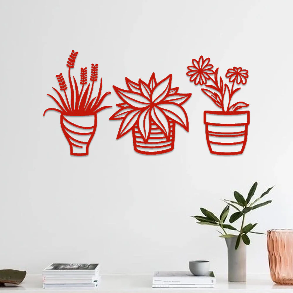 3 Pièces Jardin Fleuri Métal Décoratif Mural - Décoration Murale Intérieur et Extérieur - Image 4