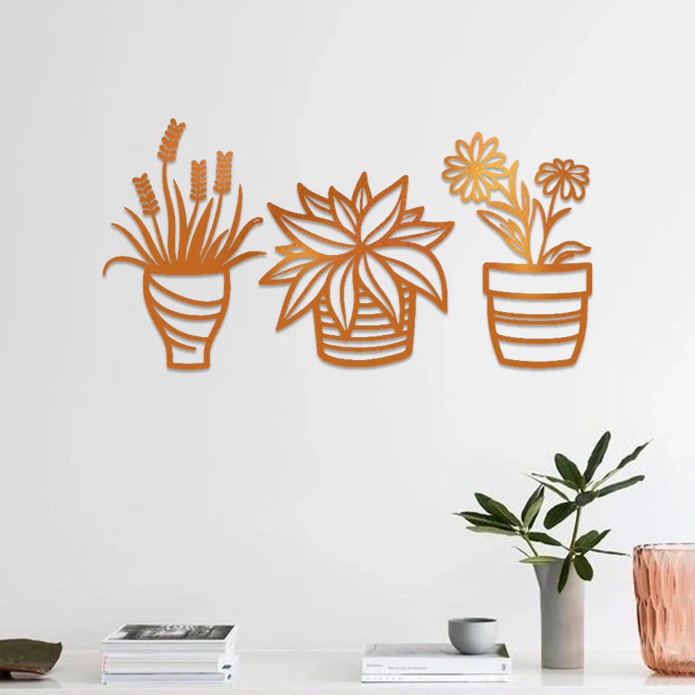 3 Pièces Jardin Fleuri Métal Décoratif Mural - Décoration Murale Intérieur et Extérieur - Image 5