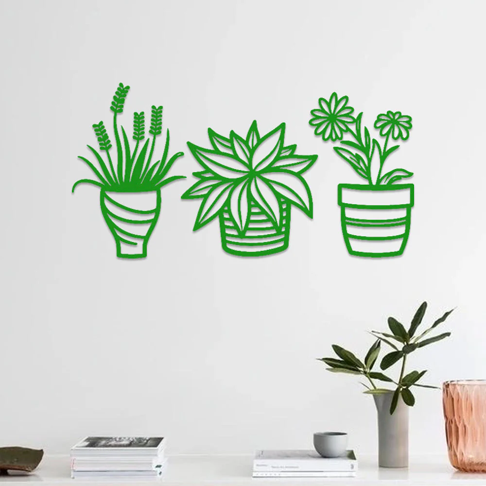 3 Pièces Jardin Fleuri Métal Décoratif Mural - Décoration Murale Intérieur et Extérieur - Image 6