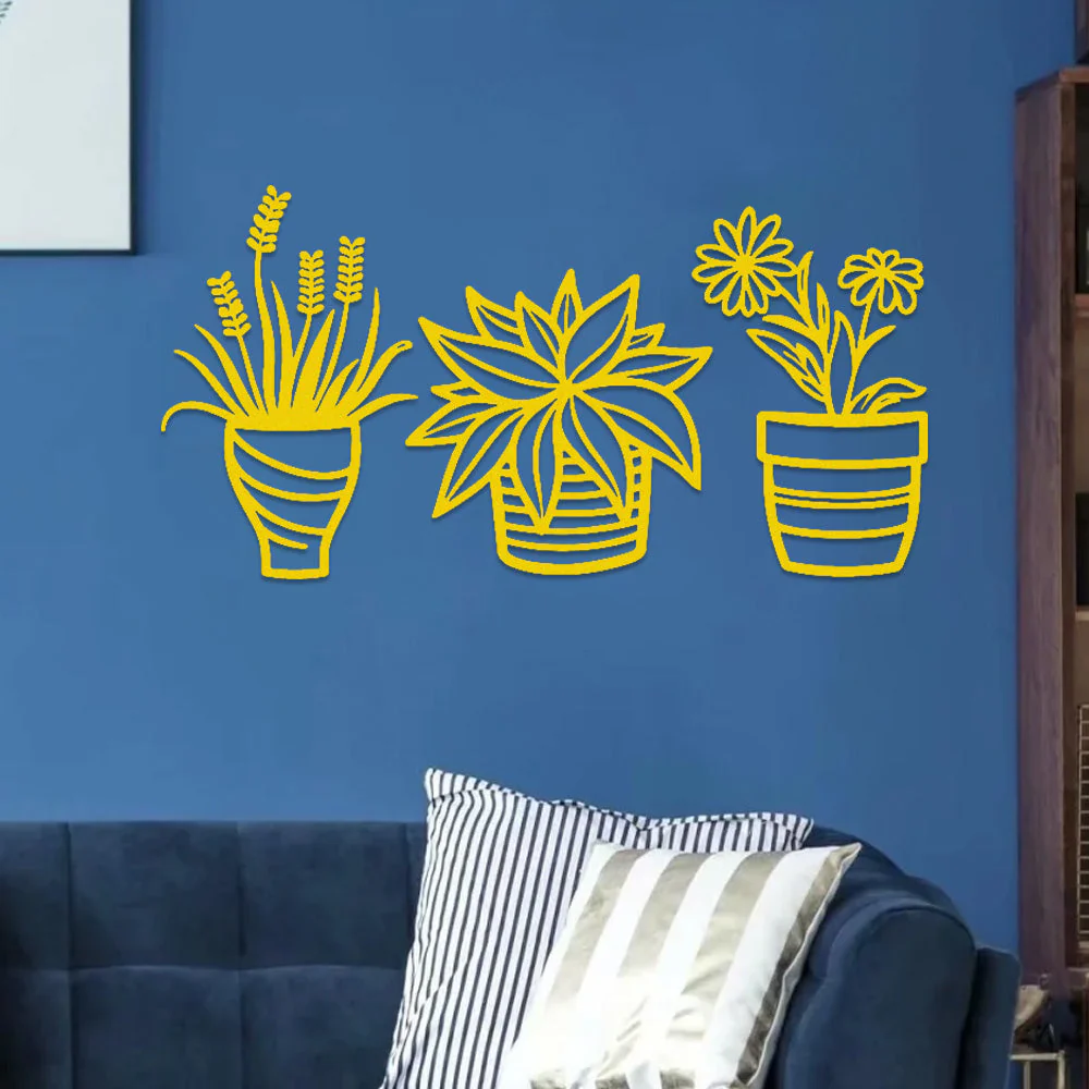3 Pièces Jardin Fleuri Métal Décoratif Mural - Décoration Murale Intérieur et Extérieur - Image 8