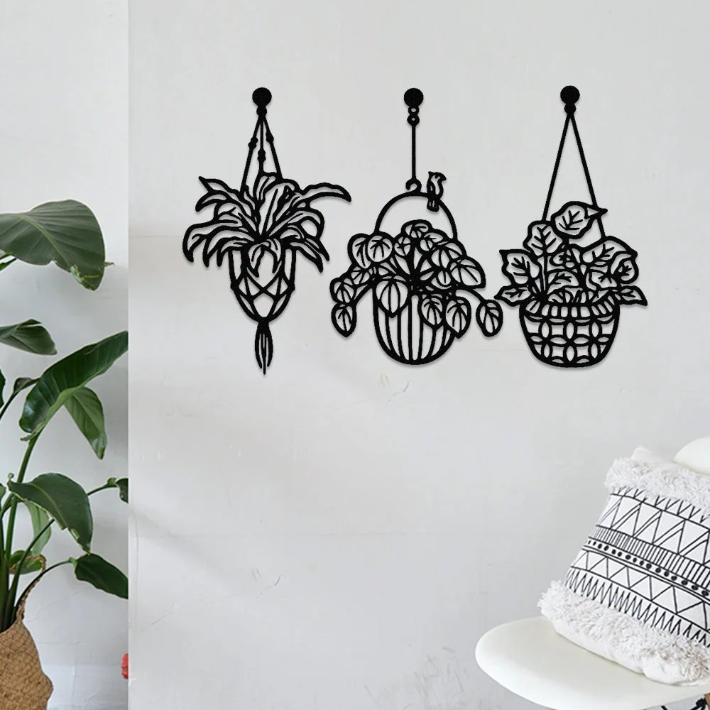 3 Pièces Jardin Fleuri Métal Décoratif Mural - Décoration Murale Intérieur et Extérieur
