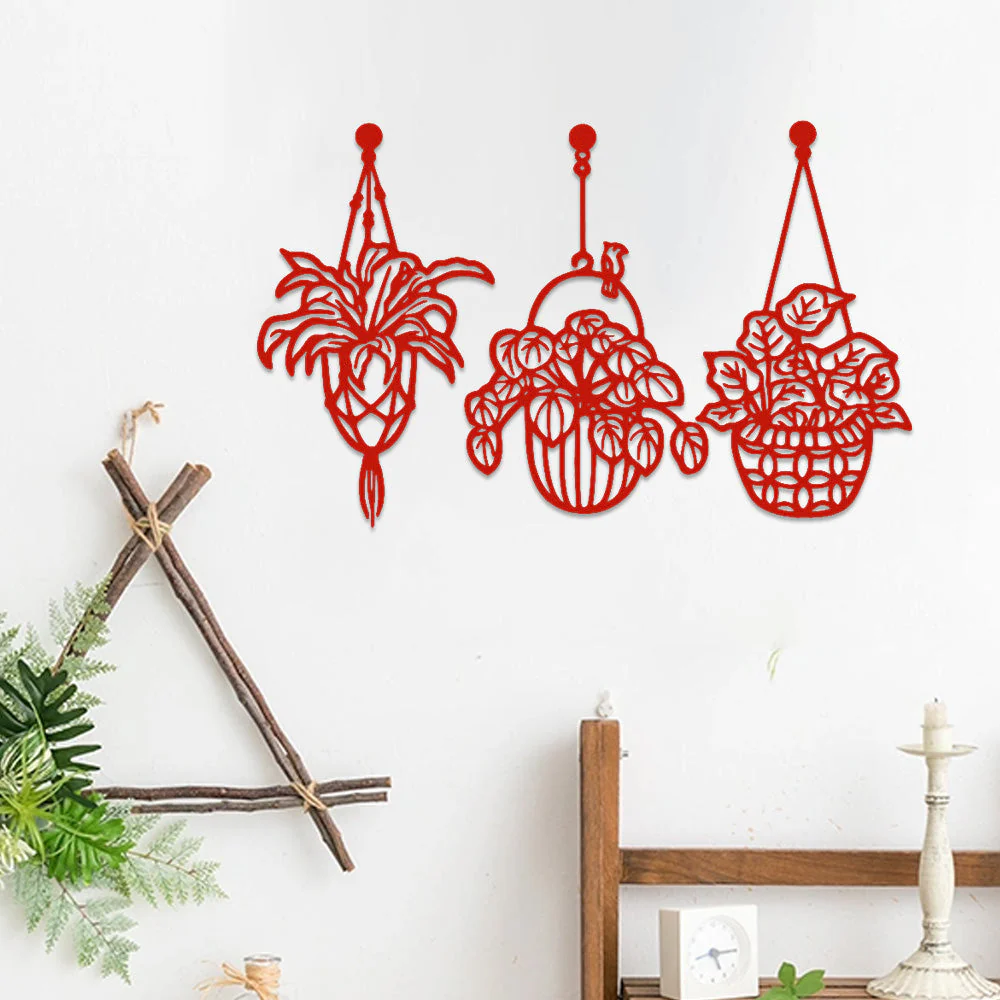 3 Pièces Jardin Fleuri Métal Décoratif Mural - Décoration Murale Intérieur et Extérieur - Image 4