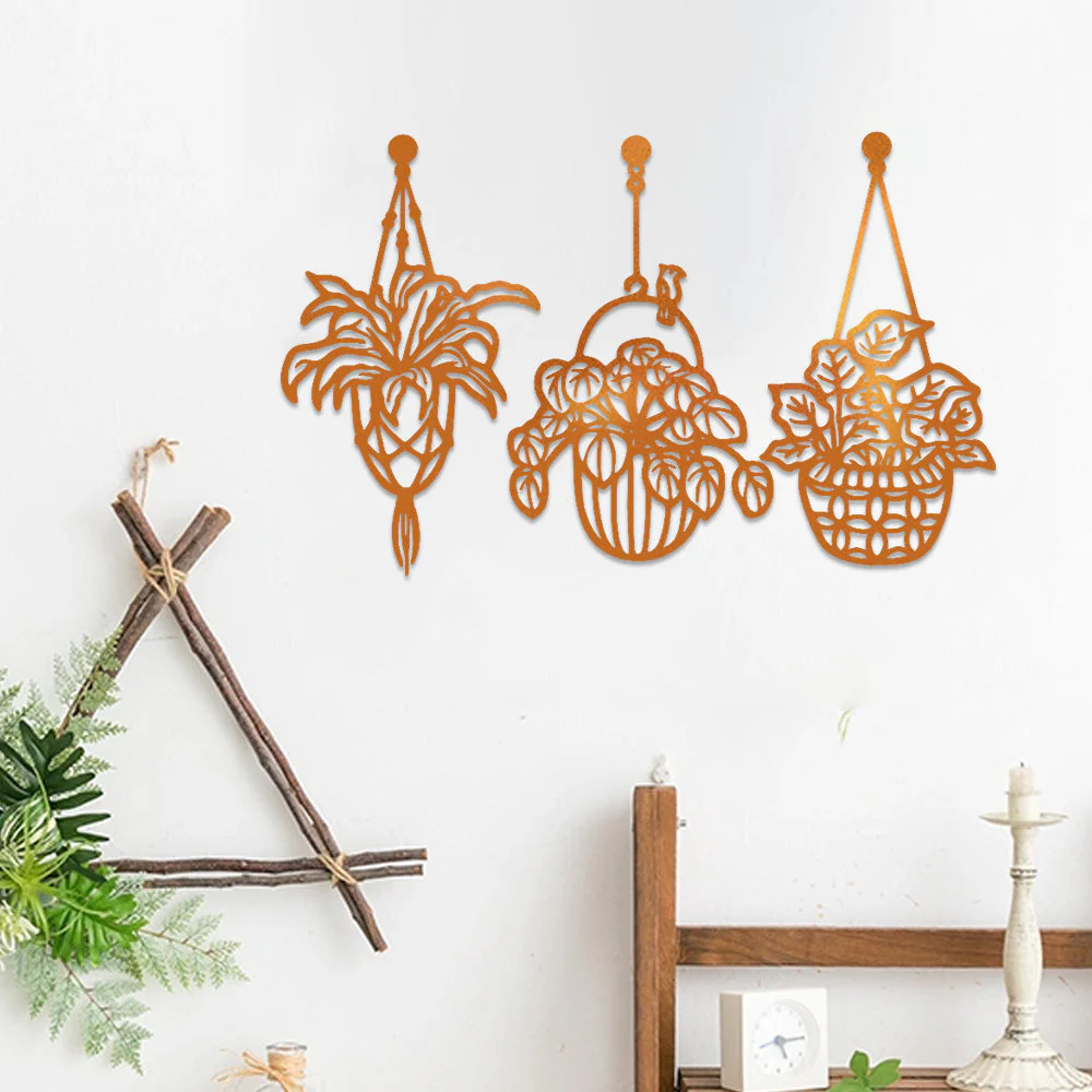 3 Pièces Jardin Fleuri Métal Décoratif Mural - Décoration Murale Intérieur et Extérieur - Image 5