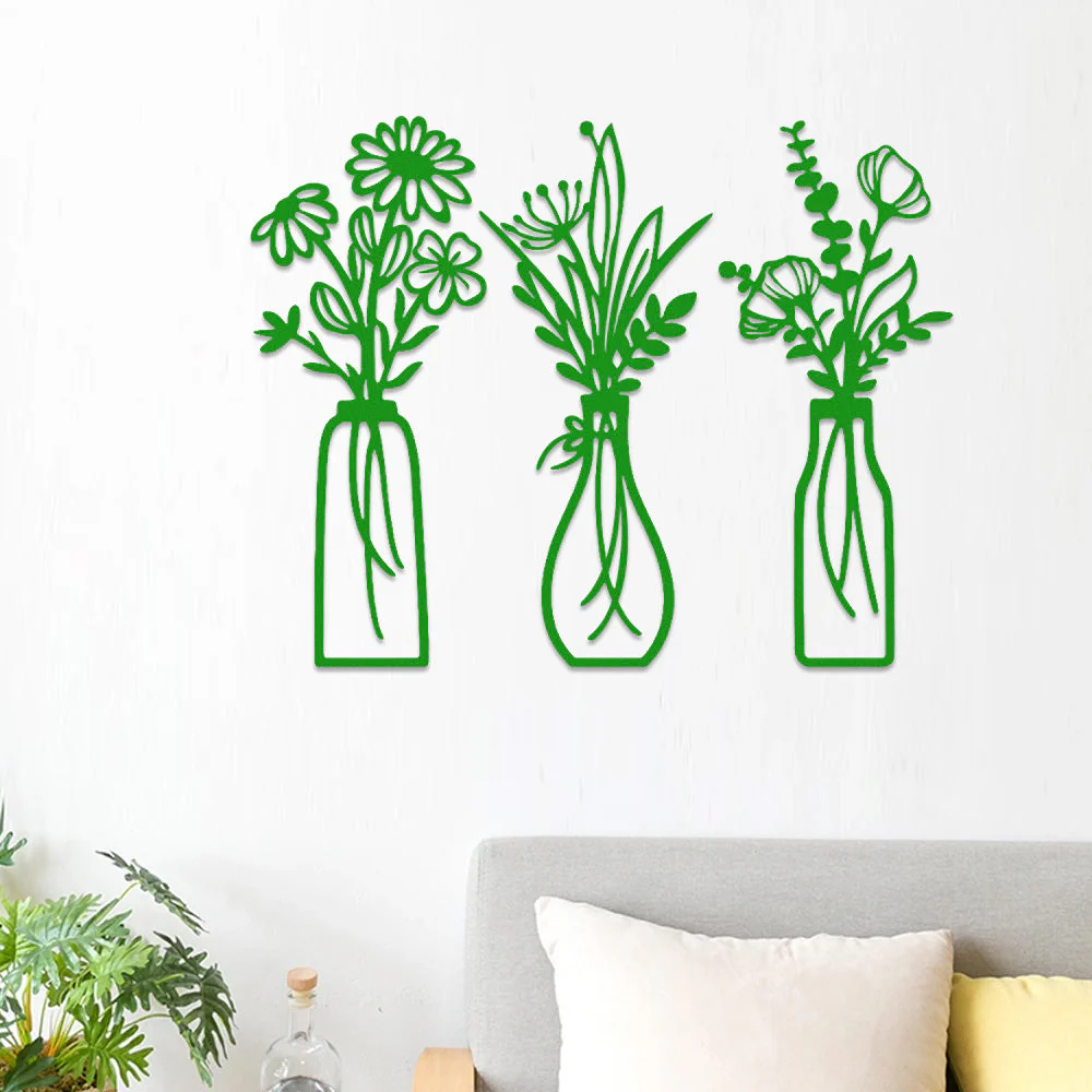 3 Pièces Jardin Fleuri Métal Décoratif Mural - Décoration Murale Intérieur et Extérieur - Image 6