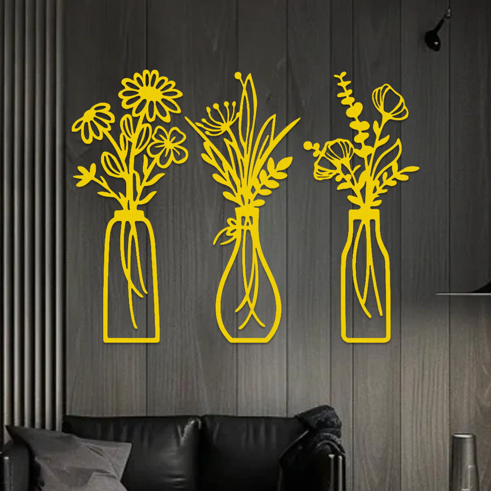 3 Pièces Jardin Fleuri Métal Décoratif Mural - Décoration Murale Intérieur et Extérieur - Image 8