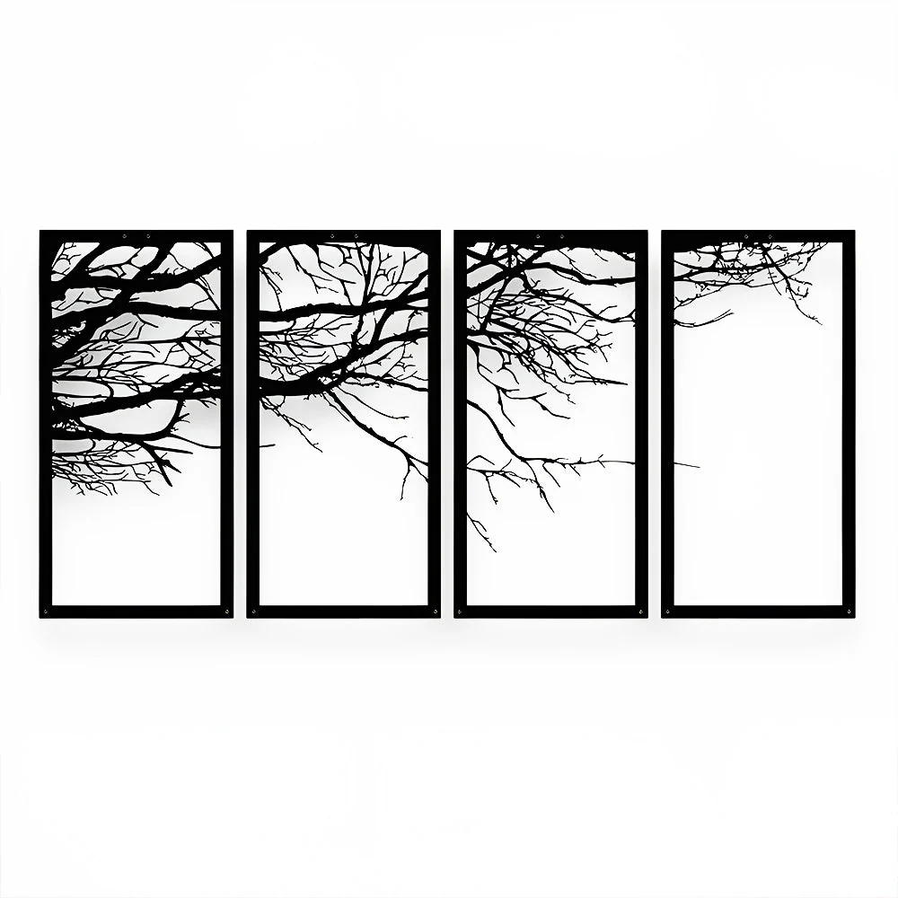 4 Pièces Arbre de Conception Artistique Art Mural en Métal - Image 6