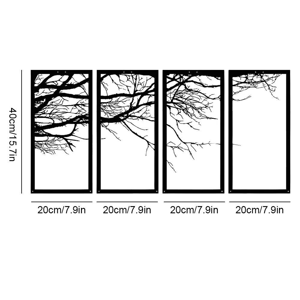 4 Pièces Arbre de Conception Artistique Art Mural en Métal - Image 7