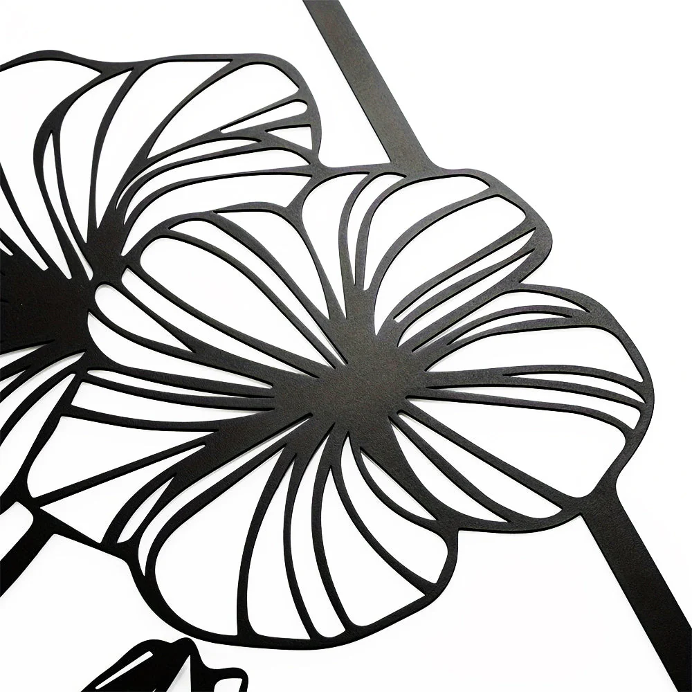 4 Pièces Arbre de la Vie Lotus en Métal Noir Métal Décoratif Mural - Image 7
