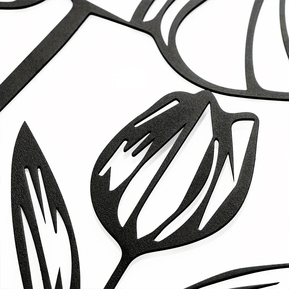 4 Pièces Arbre de la Vie Lotus en Métal Noir Métal Décoratif Mural - Image 8