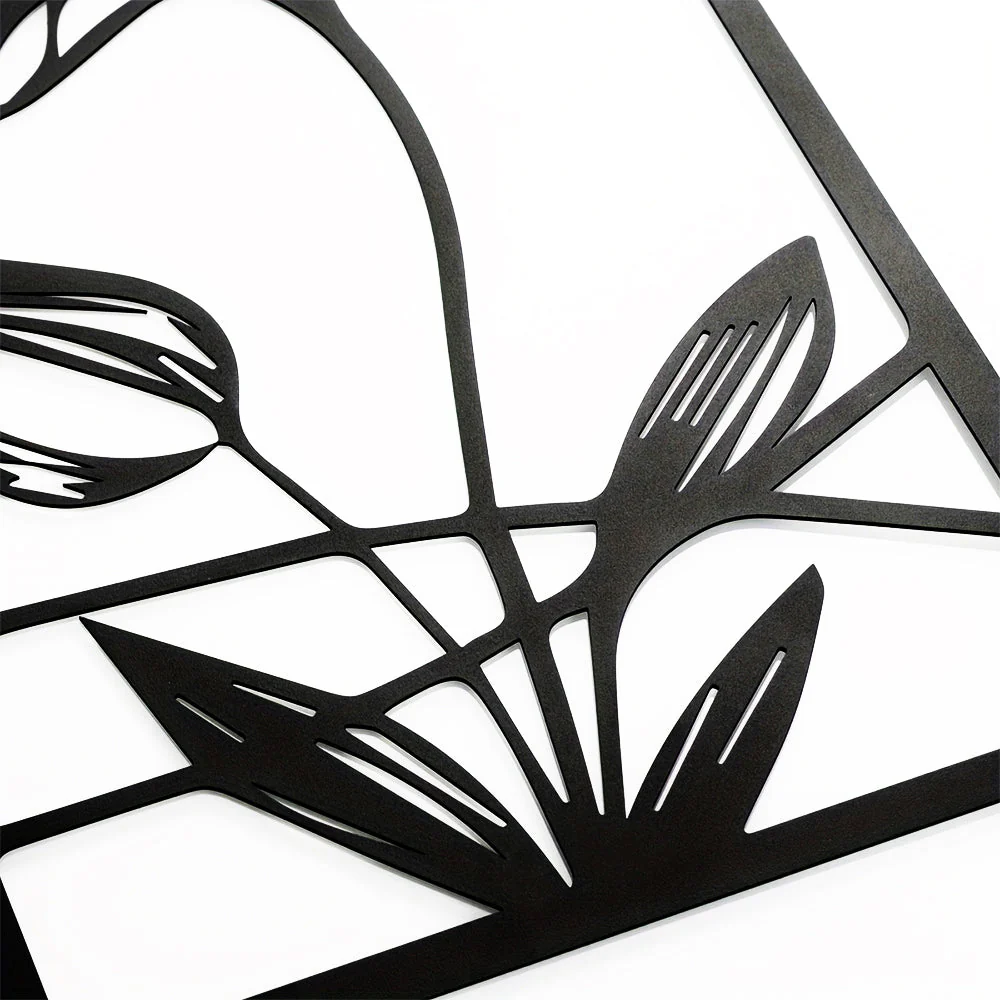 4 Pièces Arbre de la Vie Lotus en Métal Noir Métal Décoratif Mural - Image 9