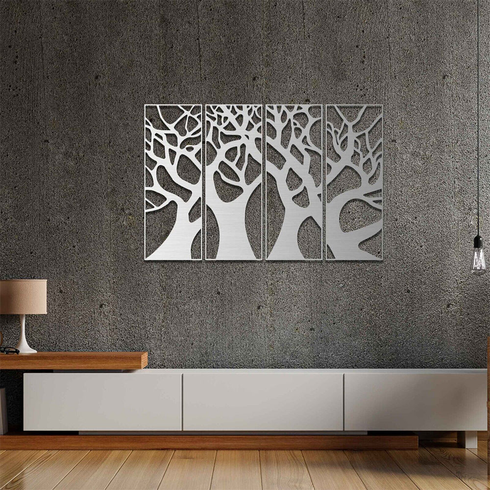 4 Pièces Arbre de la Vie Moderne Métal Décoratif Mural - Image 3
