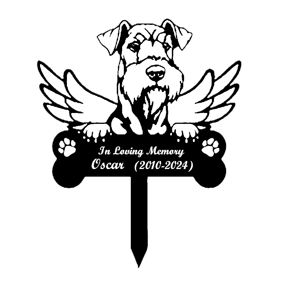 Airedale Terriers Tuteur Commémoratif Personnalisé avec Ailes - Image 15