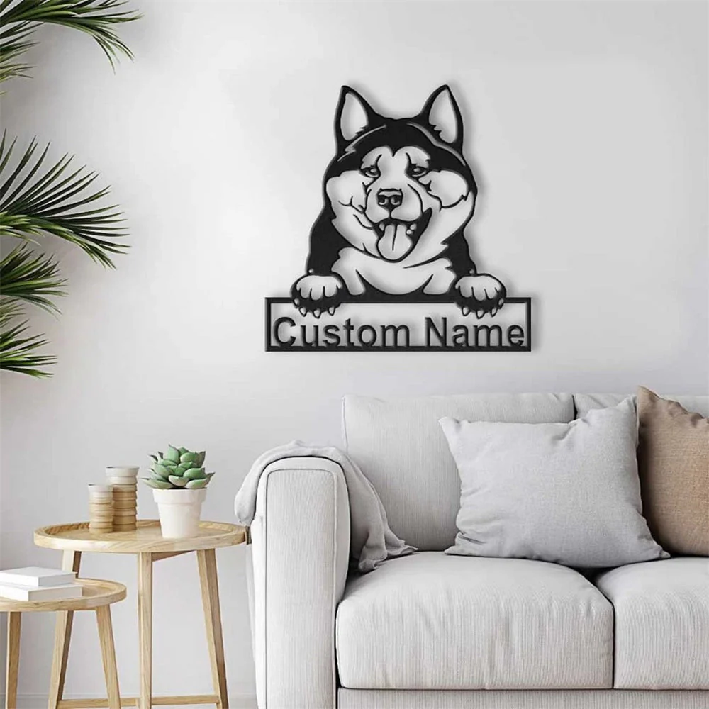 Akita Inu Art en Métal Plaque de Nom en Métal Personnalisée