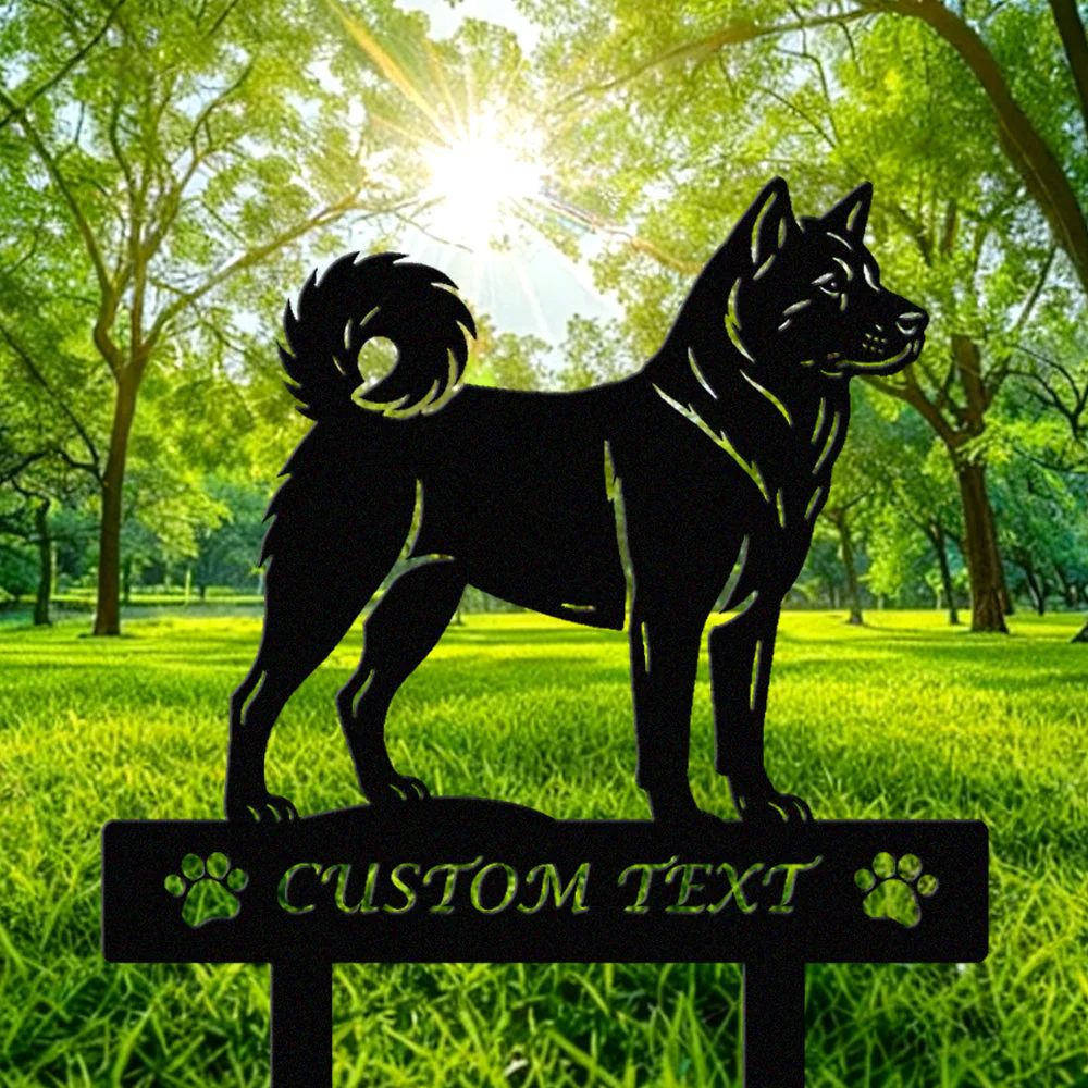 Akita Silhouette de Chien Personnalisée Piquet de Jardin en Métal