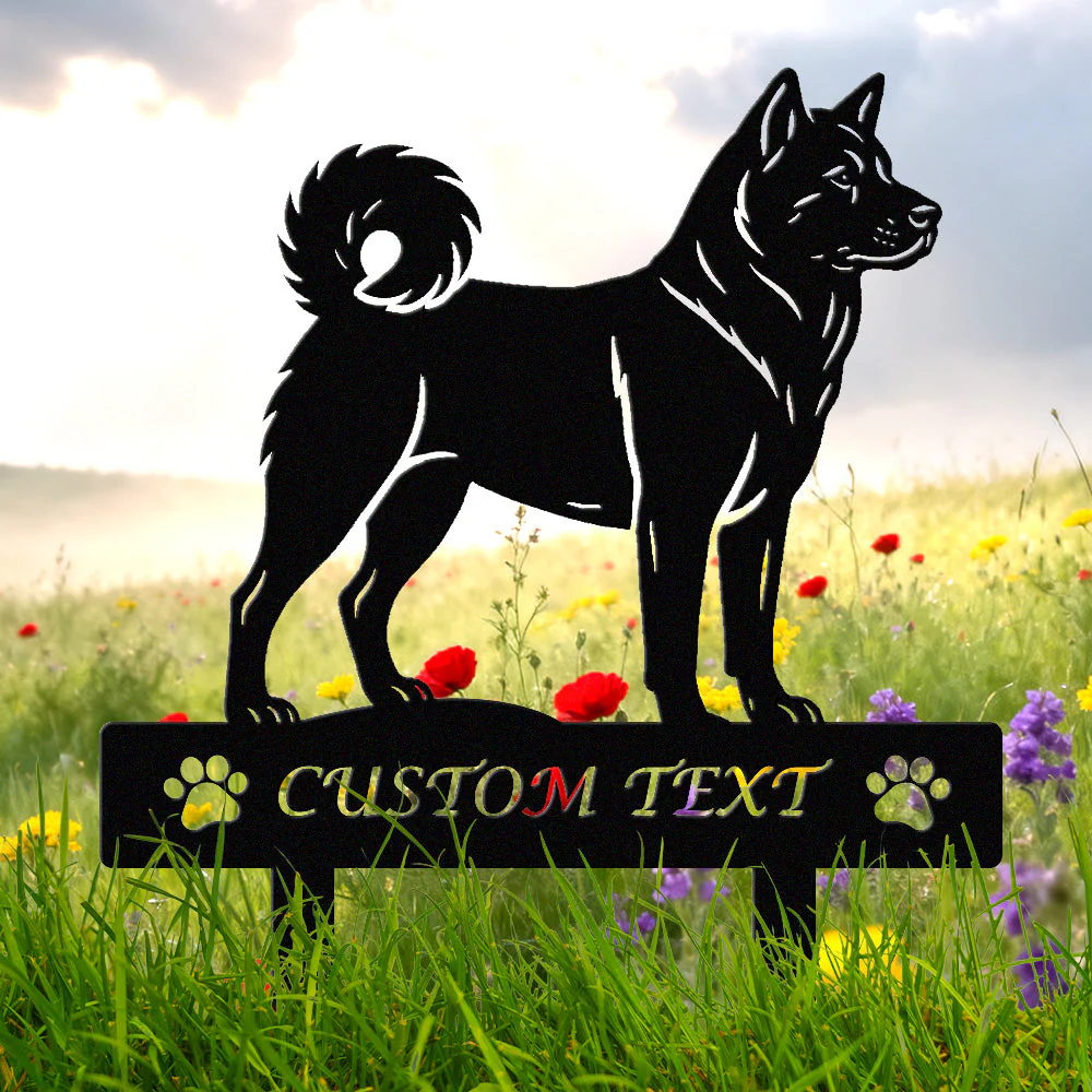 Akita Silhouette de Chien Personnalisée Piquet de Jardin en Métal - Image 2