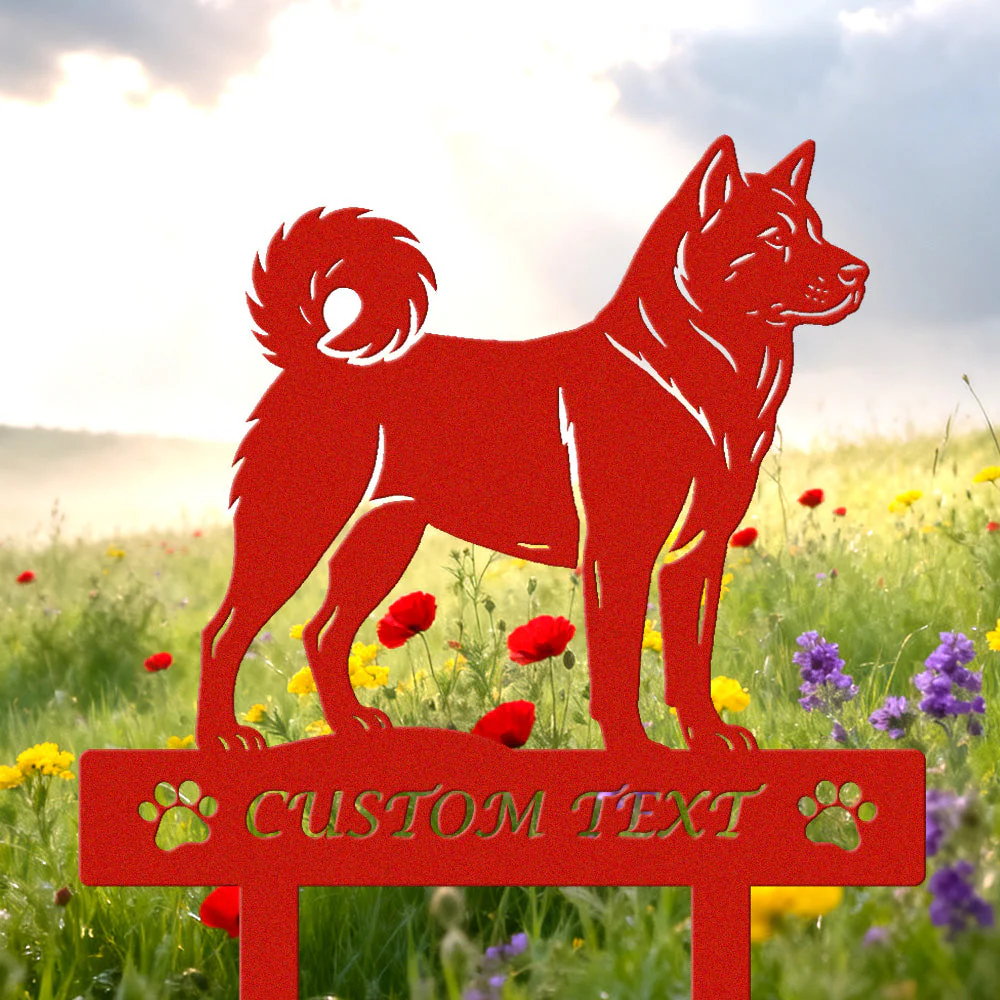 Akita Silhouette de Chien Personnalisée Piquet de Jardin en Métal - Image 3