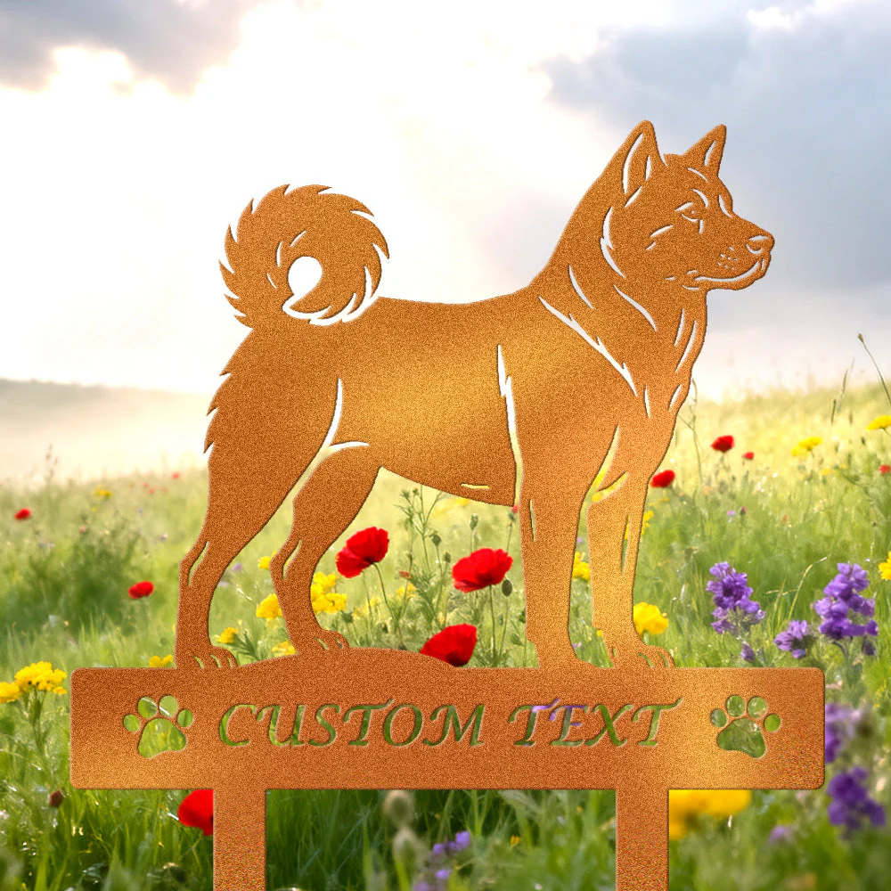 Akita Silhouette de Chien Personnalisée Piquet de Jardin en Métal - Image 4