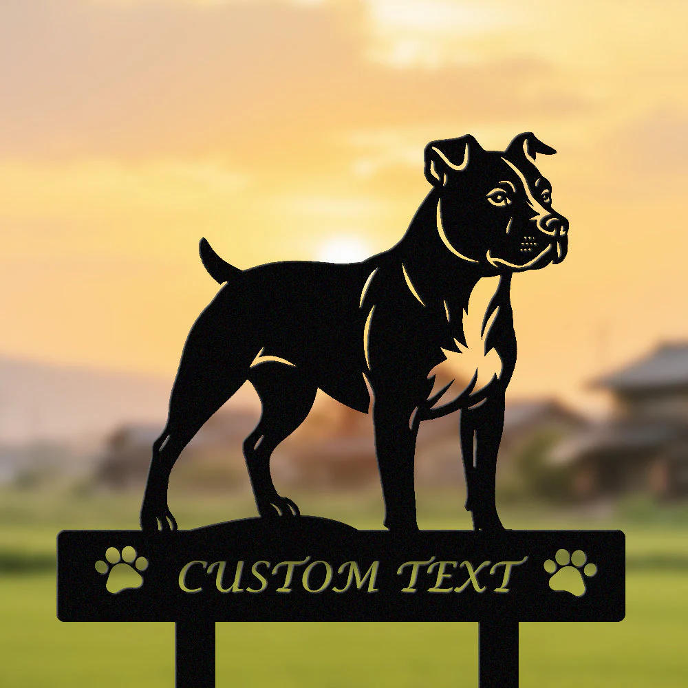 American Staffordshire Terrier Silhouette de Chien Personnalisée Piquet de Jardin en Métal - Image 2