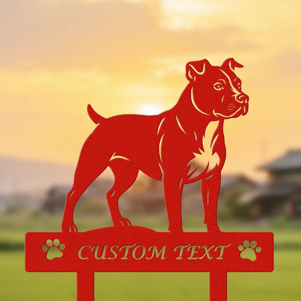American Staffordshire Terrier Silhouette de Chien Personnalisée Piquet de Jardin en Métal - Image 3
