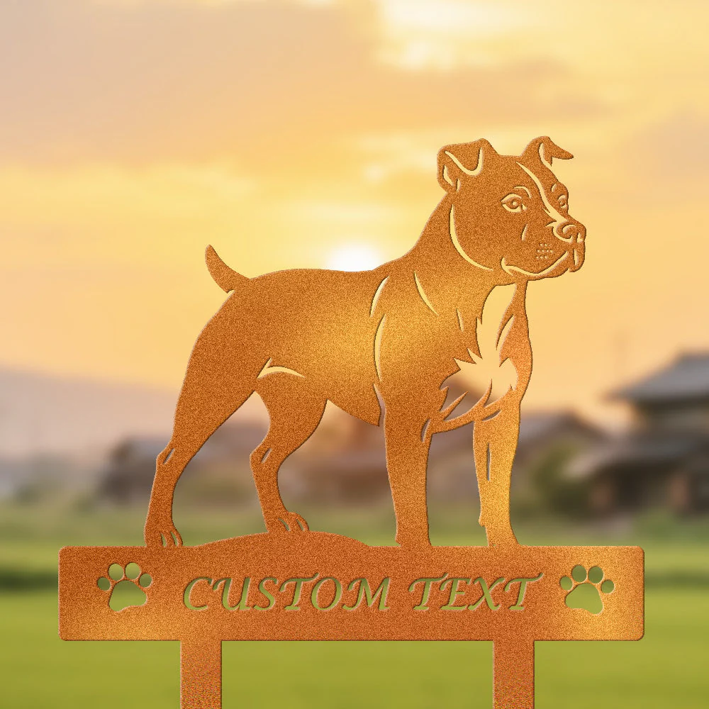 American Staffordshire Terrier Silhouette de Chien Personnalisée Piquet de Jardin en Métal - Image 4