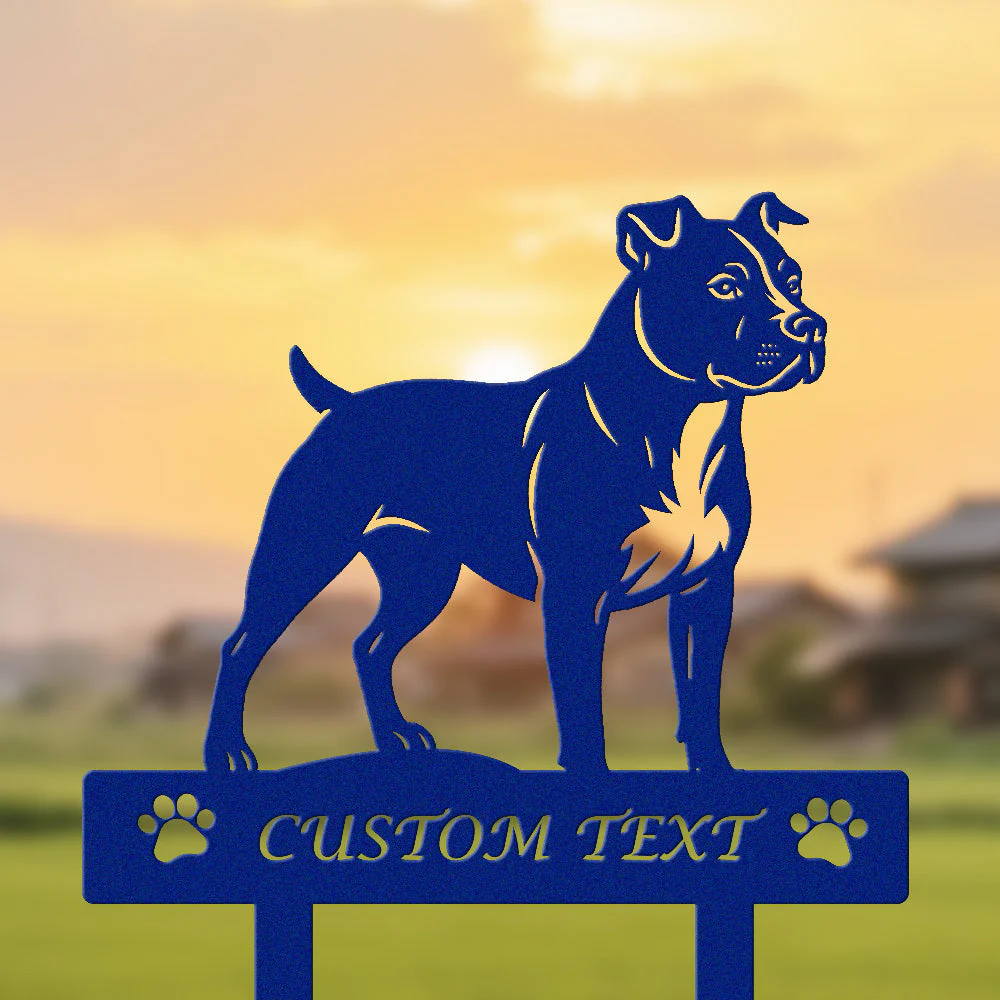 American Staffordshire Terrier Silhouette de Chien Personnalisée Piquet de Jardin en Métal - Image 6