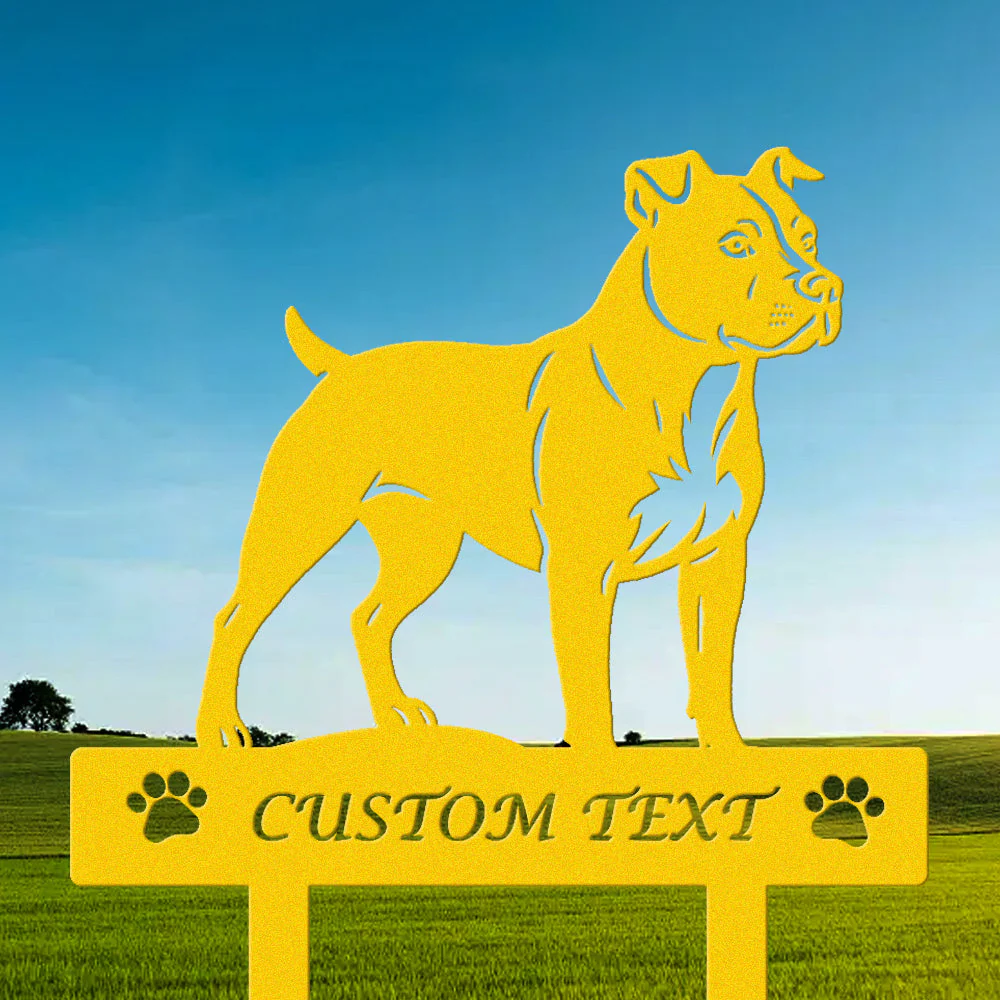American Staffordshire Terrier Silhouette de Chien Personnalisée Piquet de Jardin en Métal - Image 7